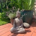 Statuette Bouddha Thai en pierre artificielle gris - 29x18x45 cm