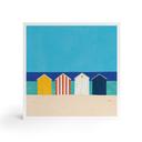 Tableau en bois à poser - Cabanes de plage au bord de la mer - Rivers - 15x15 cm