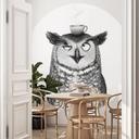 Papier peint photo Rond Hibou amusant avec café - Korenkova
