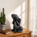 Schlafender Buddha aus Kunststein, schwarz | 34x31x40 cm