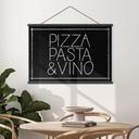 Textil poster Pizza Pasta & Vino svart