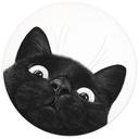 Papier peint photo Chat noir amusant - Korenkova - Rond