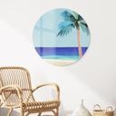 Tableau en verre Plage de vacances avec palmier - Rivers - Rond
