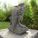Buddha Büste aus Kunststein, betongrau | 34x21x44 cm