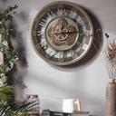 Retro Steampunk-Wanduhr mit Zahnrädern und arabischen Ziffern – Robustes Metall-Design Ø46 cm