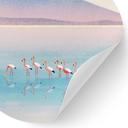 Sticker mural Lac aux couleurs pastel avec flamants roses - Rivers - Rond