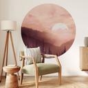 Muursticker Roze Zonsondergang boven het Bos - SpaceFrog Designs - Rond