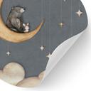 Sticker mural Lièvre et Ours sur la Lune - Oliver Robins - Rond
