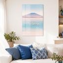 Acrylglas schilderij Pastelkleurig meer met flamingo's - Rivers