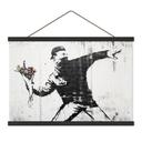 Textielposter - De Bloemenwerper - Alu-Dibond Rond - Banksy