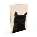 Tableau sur bois Chat noir effronté - Korenkova