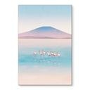 Wanddecoratie Pastelkleurig meer met flamingo's - Rivers - Alu-Dibond
