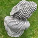 Schlafender Buddha aus Kunststein, betongrau | 34x31x40 cm