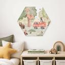 Hexagon Wanddecoratie Dieren Brandweer in het Bos - Oliver Robins - Alu-Dibond