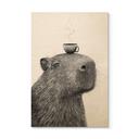 Tableau sur bois Capybara Matin Café - Korenkova