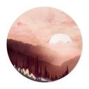 Ronde poster Roze Zonsondergang boven het Bos - SpaceFrog Designs - Rond