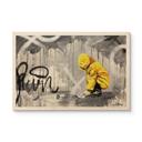 Holzbild Kind mit Papierschiff Streetart - Habib - 30x20 cm