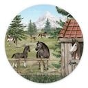 Wanddecoratie Paardenwei in het Natuurpark - Oliver Robins - Alu-Dibond - Rond