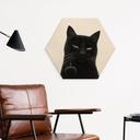 Trätavla hexagonale Chat noir effronté - Korenkova