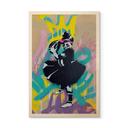 Holzbild Ballerina mit Football Graffiti - Habib - 20x30 cm