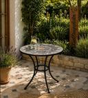 Table de jardin en mosaïque, 60 cm de diamètre robuste, intérieur et extérieur