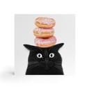 Holzbild zum Hinstellen - Schwarze Katze mit pinken Donuts - Korenkova - 15x15 cm