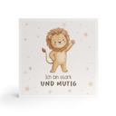 Holzbild zum Hinstellen - Löwe mit Mutmachspruch 'Ich bin stark und mutig'