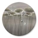 Glasschilderijen Lotusbloemen met zwaan in water in grijs - Ms Tiff - Rond