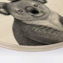 Tableau sur bois Rond Koala avec café - Korenkova