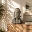 Buddha Büste aus Kunststein, betongrau | 34x21x44 cm