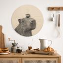 Tableau sur bois Capybara Matin Café - Korenkova - Rond