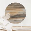 Sticker Mural Roerich Silence - Paysage Montagneux Chaud - Sir Edward x Grigory Gladarev - Rond