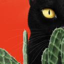 Papier peint photo Chat noir caché dans les cactus - Korenkova