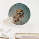Holzbild Kleiner Vogel am Ast - Jacob Xu - Rund - Ø 20 cm