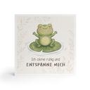 Holzbild zum Hinstellen - Frosch mit Mutmachspruch 'Ich atme ruhig'
