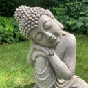 Schlafender Buddha aus Kunststein, betongrau | 34x31x40 cm