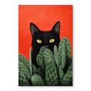 Tableaux Chat noir caché dans les cactus - Korenkova