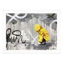 Poster Kind mit Papierschiff Streetart - Habib - 30x24 cm