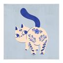 Stampa su tessuto Gatto in Porcellana Blu di Delft - Cantwell - Quadrato