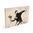 Tableau sur bois Banksy - Le lanceur de fleurs
