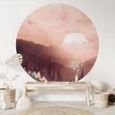 Behangcirkel Roze Zonsondergang boven het Bos - SpaceFrog Designs