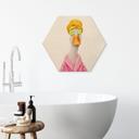 Tableau sur bois Canard Spa Amusant au Masque de Concombre Hexagone - Korenkova