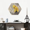 Hexagon Holzbild Kind mit Papierschiff Streetart - Habib - 25x22 cm