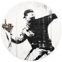 Papier peint photo Banksy - Le lanceur de fleurs - Rond