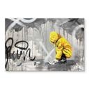 Glasbild Kind mit Papierschiff Streetart - Habib - 60x40 cm