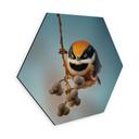 Hexagon Wandbild Kleiner Vogel am Ast - Jacob Xu - Alu-Dibond - 25x22 cm
