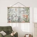 Kinderkamer Textielposter Aziatische dieren in het bamboebos - Kvilis
