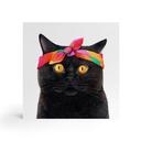 Holzbild zum Hinstellen - Schwarze Katze mit Bandana - Korenkova - 15x15 cm