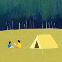 Fototapet Camping ved skoven - Rivers