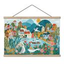 Textielposter Kleurrijk kustdorpje in de zomer - Bonne Müller